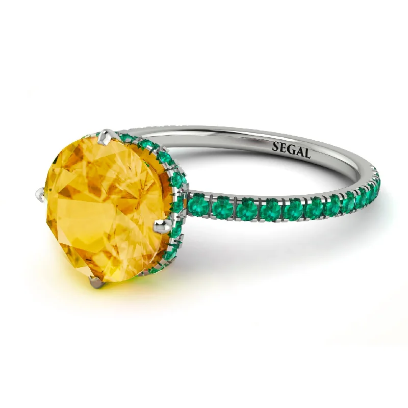 Designer Bridal Rings-Double Hidden Halo Citrine Engagement Ring - Angelina No. 606