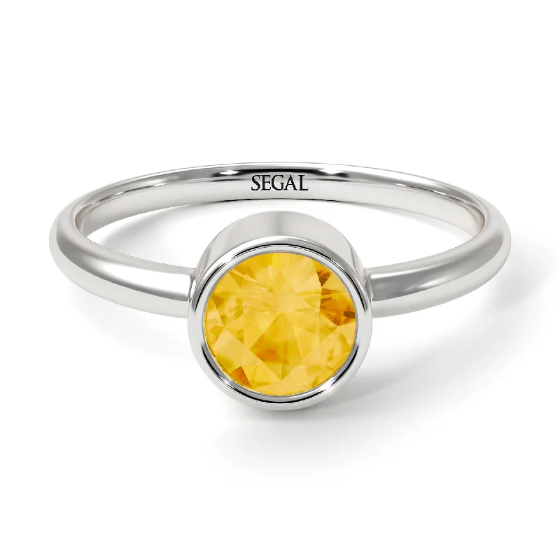 Gold Ring Sets-Solitaire Bezel Citrine Ring - Emerson No. 603