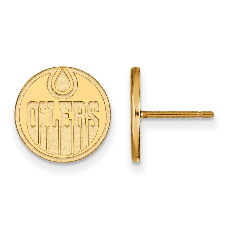 Ethnic Style Earrings-14k Yellow Gold NHL Edmonton Oilers Small Post Earrings