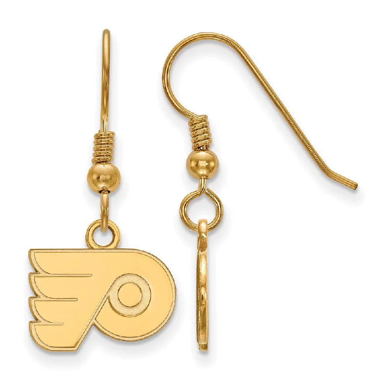 Gold Plated Earrings-SS 14k Yellow Gold Plated NHL Philadelphia Flyers XS Dangle Earrings