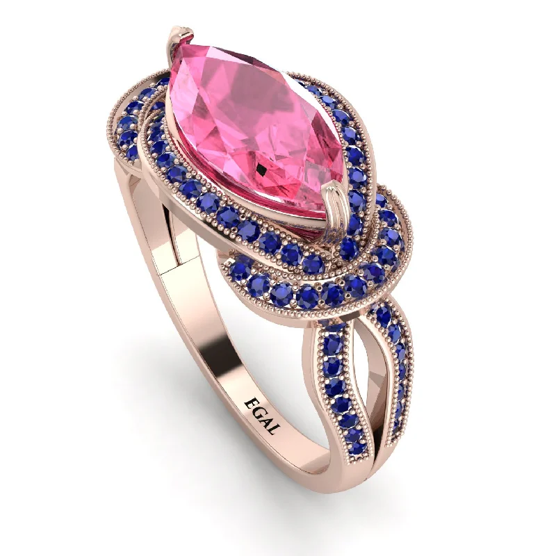 Wedding Ring Bands for Women-Milgrain Marquise Pink Moissanite Engagement Ring - Marley No. 814