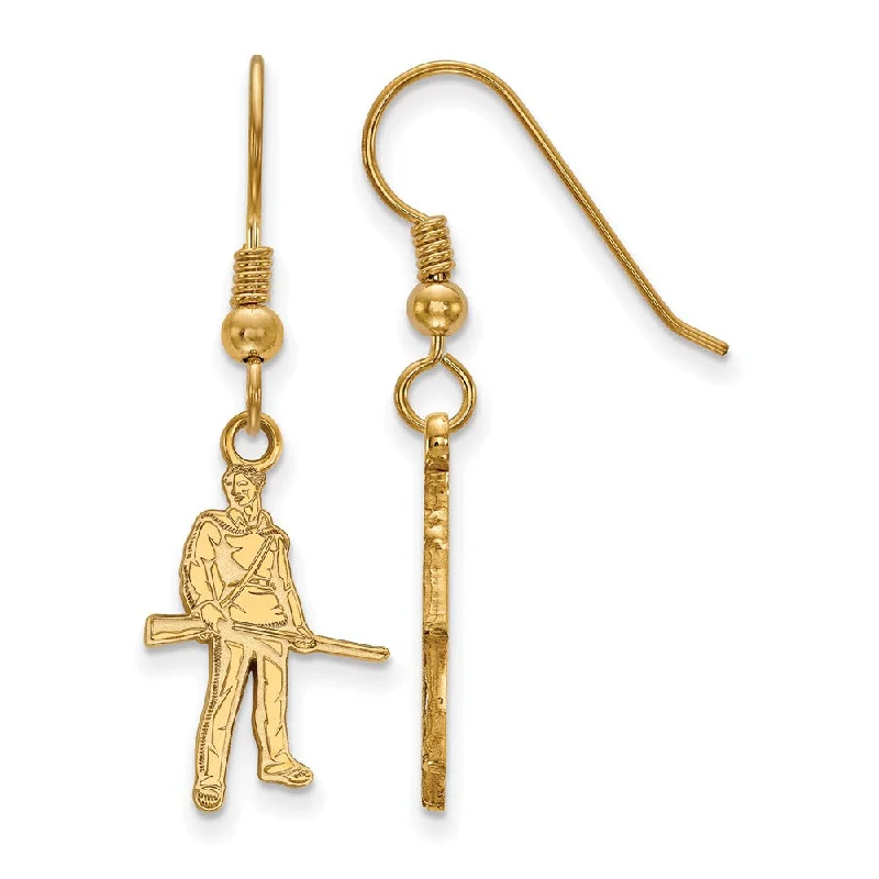 Stylish Earrings for Brides-14k Gold Plated Silver West Virginia Univ. SM Dangle Earrings