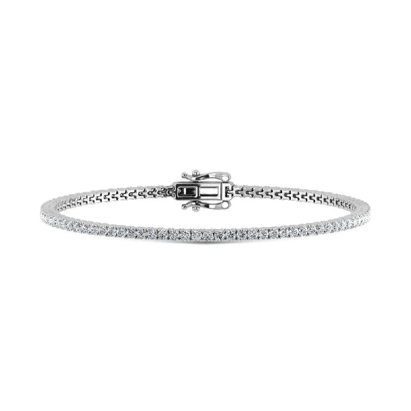 Elegant Gold Chain Bracelets-14K White Gold Lab Grown Diamond 15 Ct.Tw. Tennies Bracelet