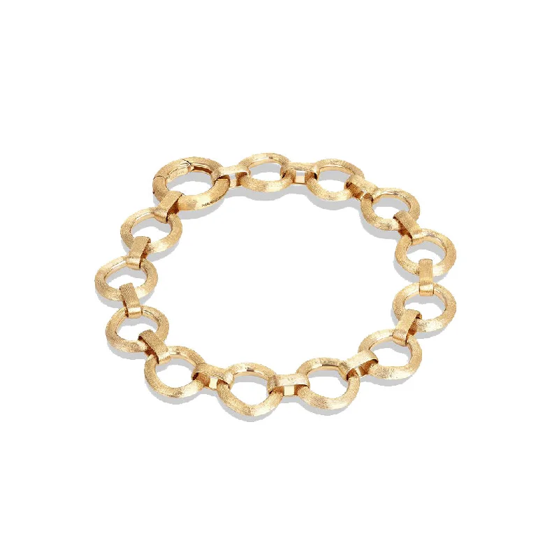 Custom Bangle Bracelets for Weddings-Marco Bicego Jaipur Collection 18K Yellow Gold Flat Link Bracelet BB2609 Y