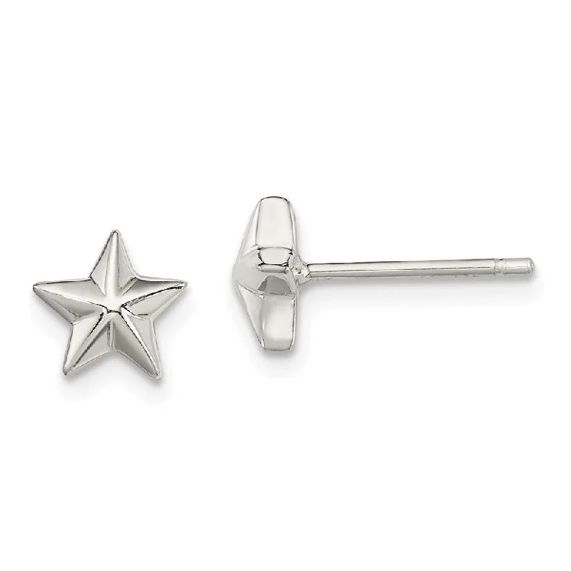 Long Statement Earrings-6mm Nautical Star Post Earrings in Sterling Silver