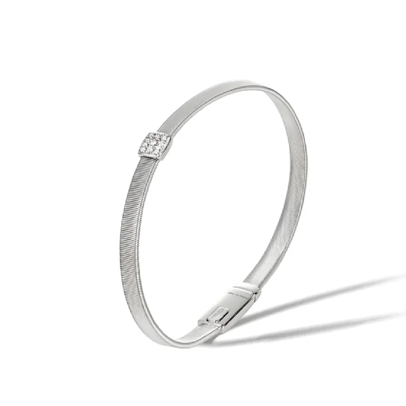 Classic Link Bracelets-Marco Bicego Masai Collection 18K White Gold and Diamond Single Station Bracelet