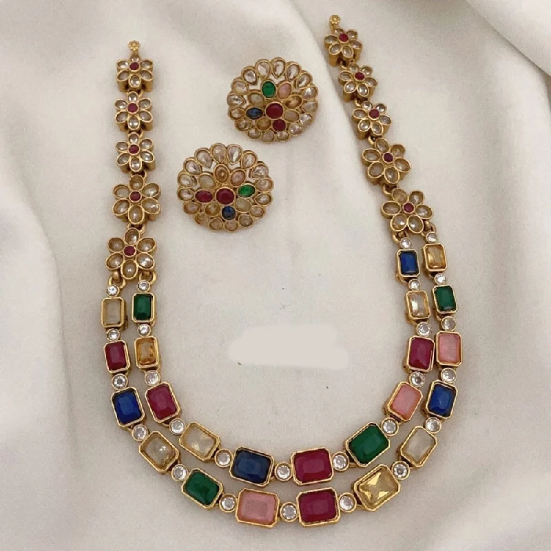 Fashionable Necklaces for Women-Joyful Jewel Art Matte Gold Plated Crystal Stone Necklace Set