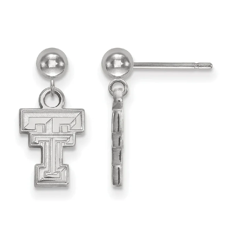 Elegant Drop Earrings-Sterling Silver Texas Tech University Ball Dangle Earrings