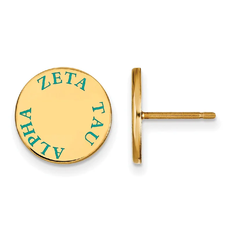 Wedding Drop Earrings-14K Plated Silver Zeta Tau Alpha Enamel Post Earrings