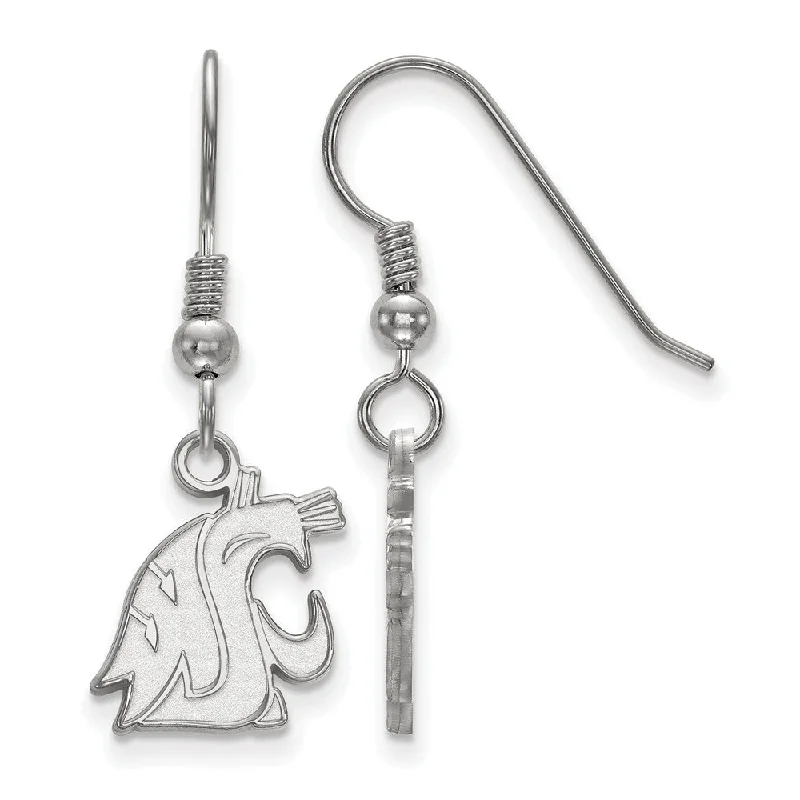 Trendy Wedding Earrings-Sterling Silver Washington State Small Dangle Earrings