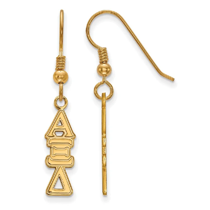 Unique Drop Earrings-14K Plated Silver Alpha Xi Delta Dangle Medium Earrings