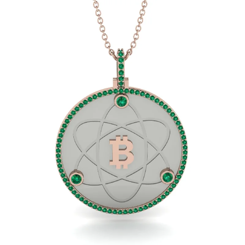 Fashionable Pendant Necklaces-Bitcoin Emerald Atom Necklace - Kingston No. 17