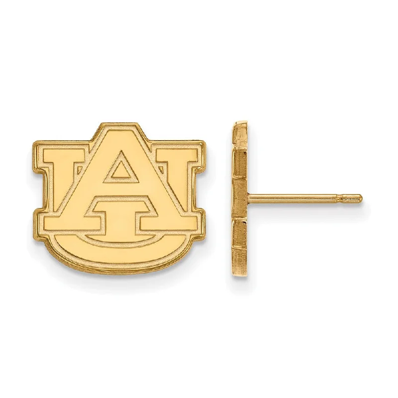 Stylish Drop Earrings-14k Gold Plated Silver Auburn University Small Post Earrings