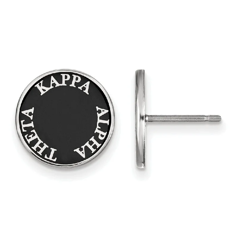 Simple Diamond Earrings-Sterling Silver Kappa Alpha Theta Enamel Disc Post Earrings