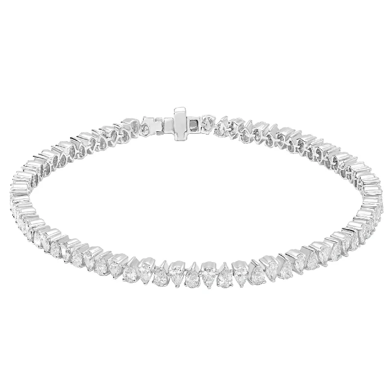 Stylish Gold Wedding Bracelets-White Gold Diamond Pear Shape Tennis Bracelet