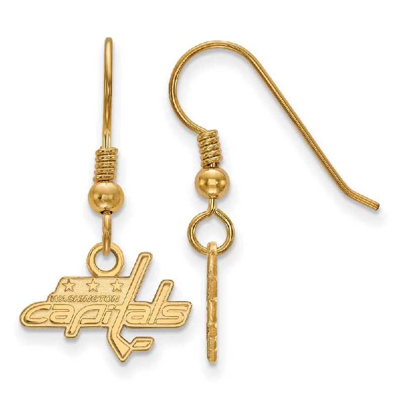 Fine Jewelry Earrings-SS 14k Yellow Gold Plated NHL Washington Capitals XS Dangle Earrings