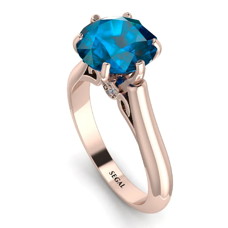 Antique Gold Rings-3ct Blue Topaz Engagement Ring - June No. 502