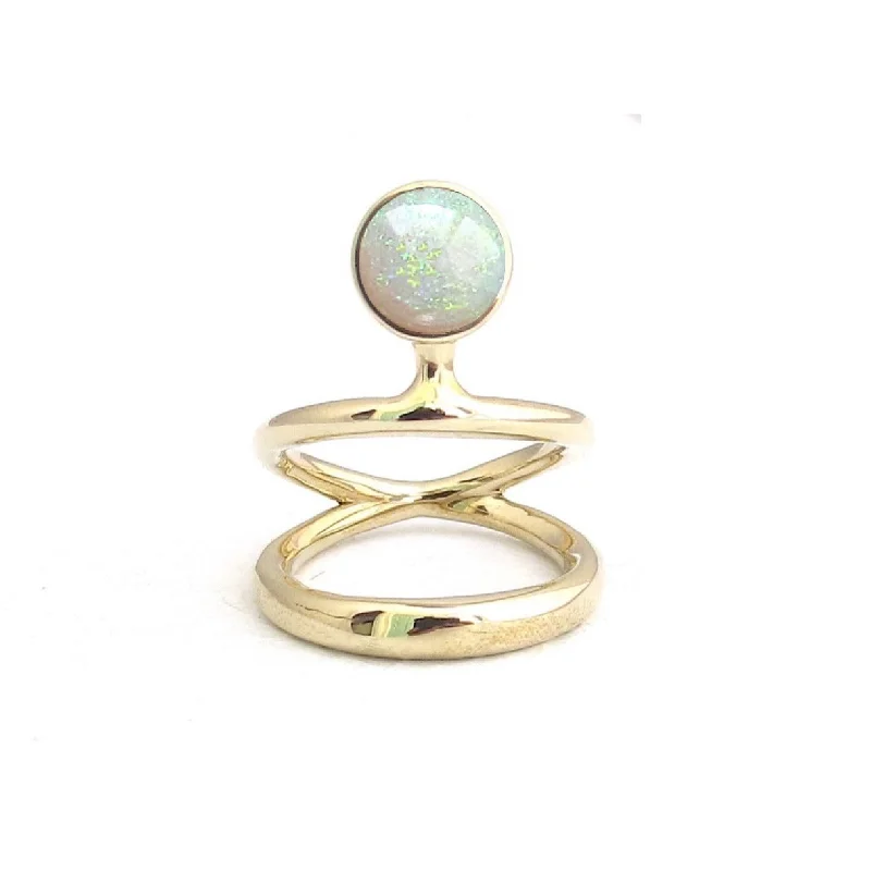 Vintage Wedding Bands for Women-Vine Opal Dual Band