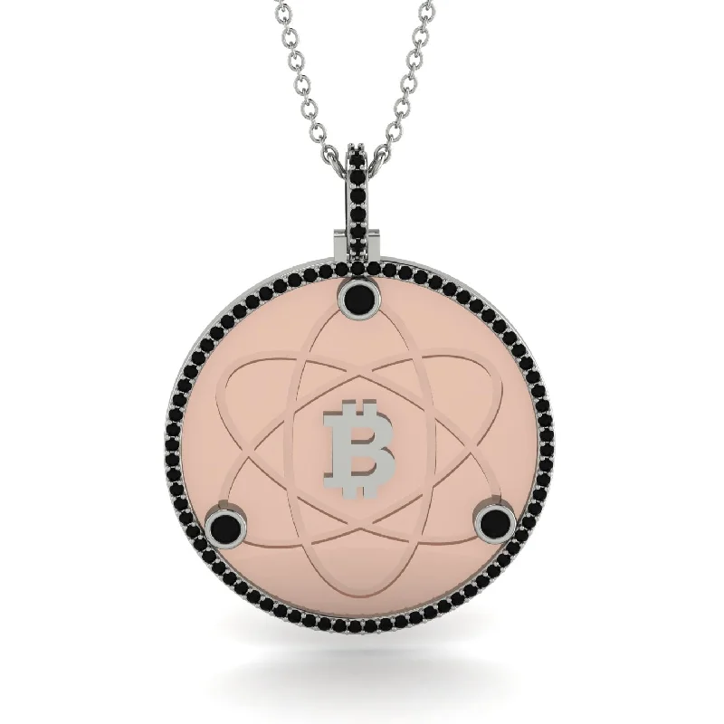 Trendy Birthstone Necklaces-Bitcoin Black Diamond Atom Necklace - Kingston No. 24