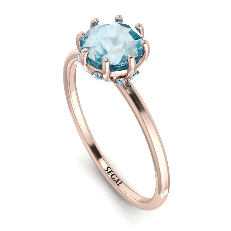 Large Wedding Rings-Classic Aquamarine Ring With Hidden Stones - Elliana No. 402