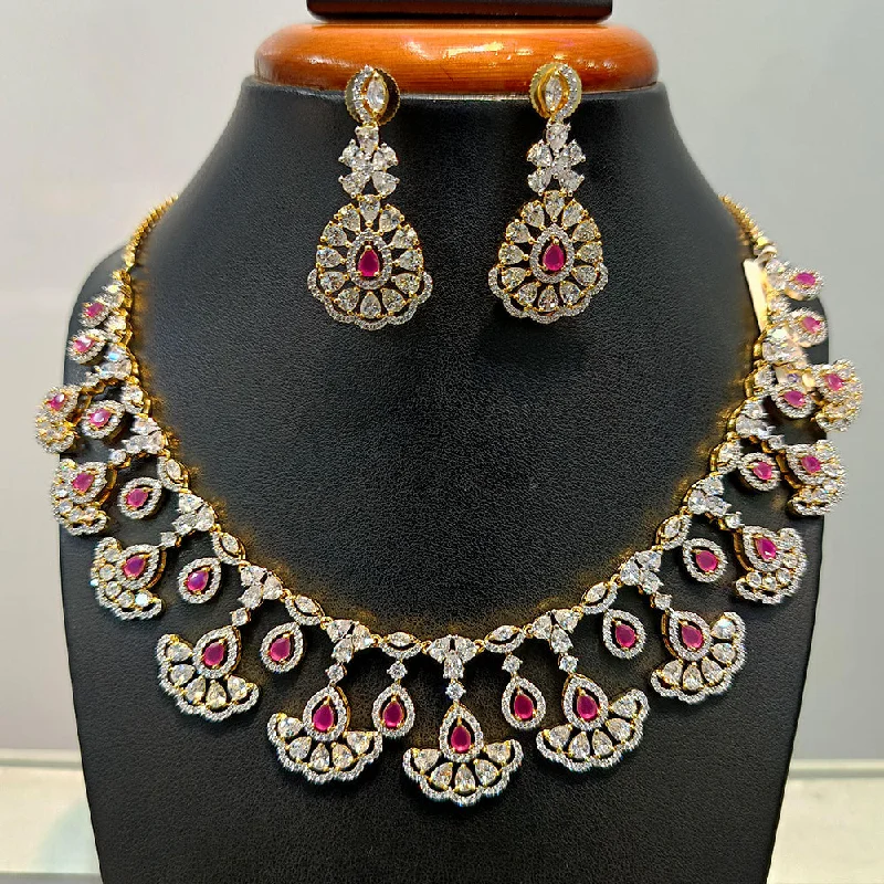 Customizable Chain Necklaces-Jain Jewellers  Gold Plated  AD Necklace Set