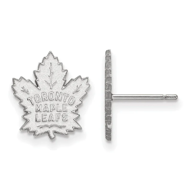 Vintage Style Earrings-14k White Gold NHL Toronto Maple Leafs Small Post Earrings