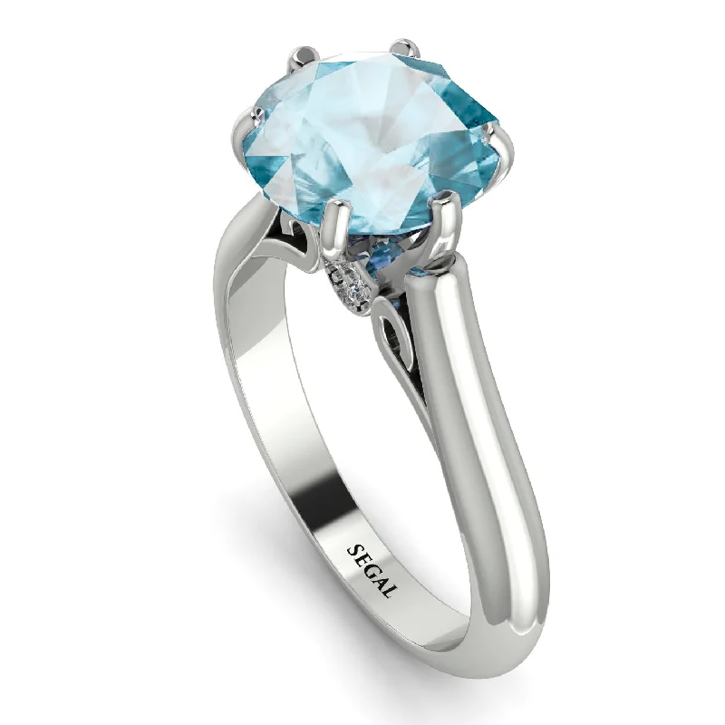 Elegant Diamond Wedding Bands-3ct Aquamarine Engagement Ring - June No. 403