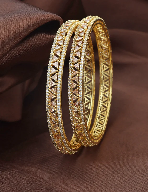 Modern Gold Bangles-Designer Zircon Gold Plated Bangles ZBGL11143