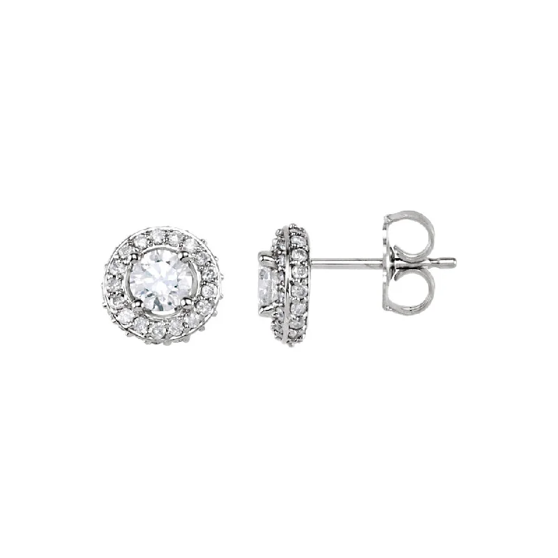 Fine Jewelry Earrings-7/8 Cttw Diamond Entourage 7.5mm Post Earrings in 14k White Gold