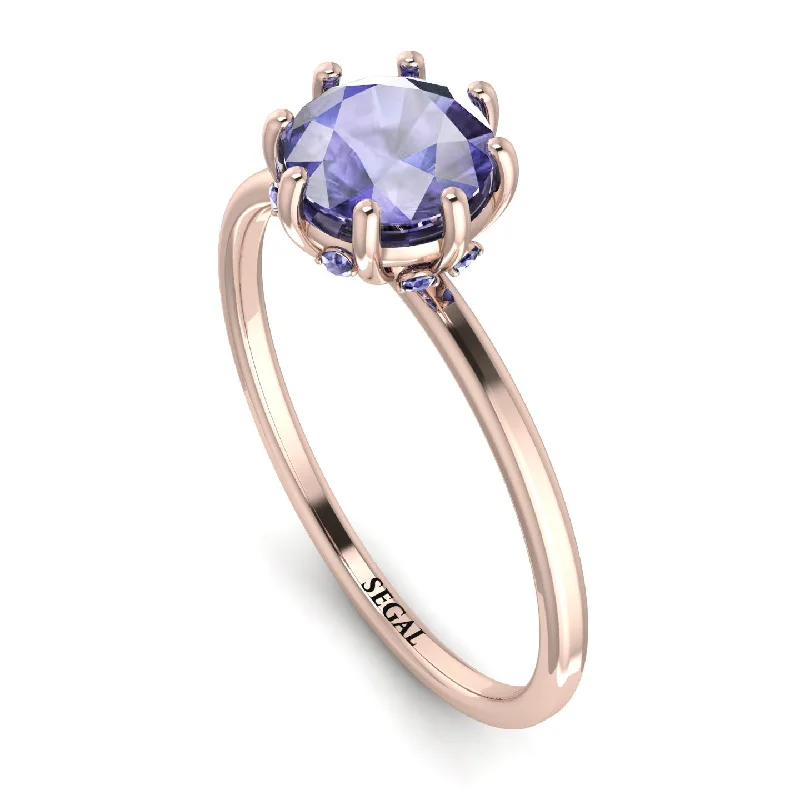 Sparkling Wedding Rings-Classic Tanzanite Ring With Hidden Stones - Elliana No. 202