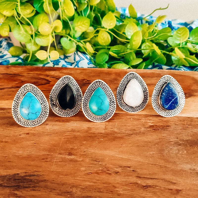 Bold Gemstone Rings-Turquoise Tribal Ring