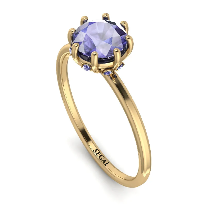 Unique Gemstone Wedding Rings-Classic Tanzanite Ring With Hidden Stones - Elliana No. 201