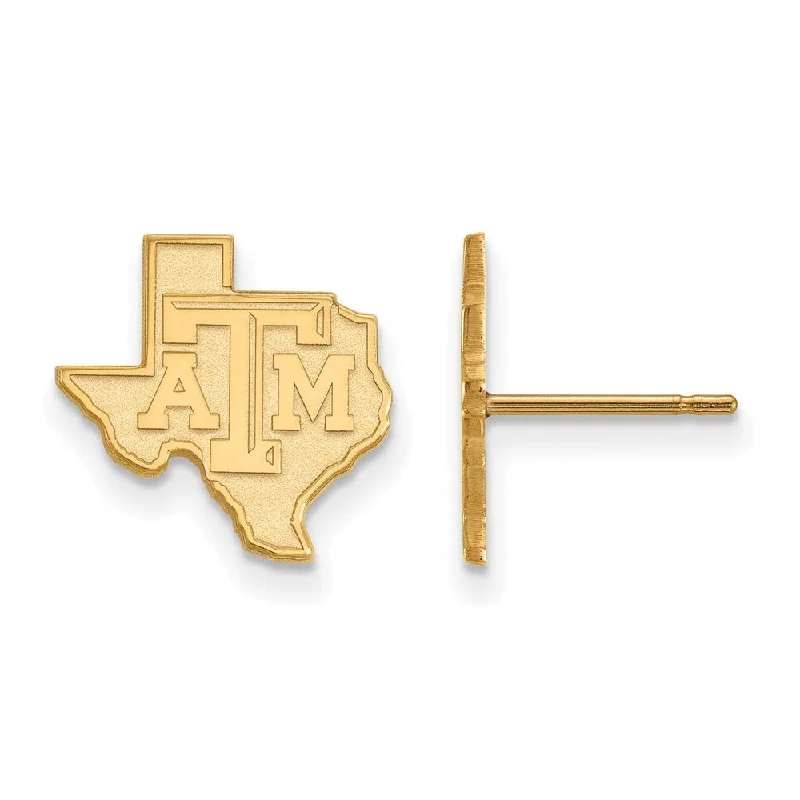 Cute Drop Earrings-14k Gold Plated Silver Texas A&M University SM Post Earrings