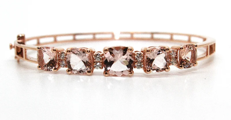 Modern Gold Bangles-14k Rose Gold Morganite Bangle Ad No. 3045