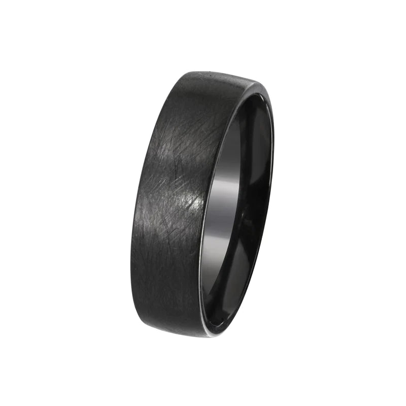 Simple Wedding Bands-Men's Sterling Silver 925 Black Rhodium Plated Matte Finish Band 6.5mm