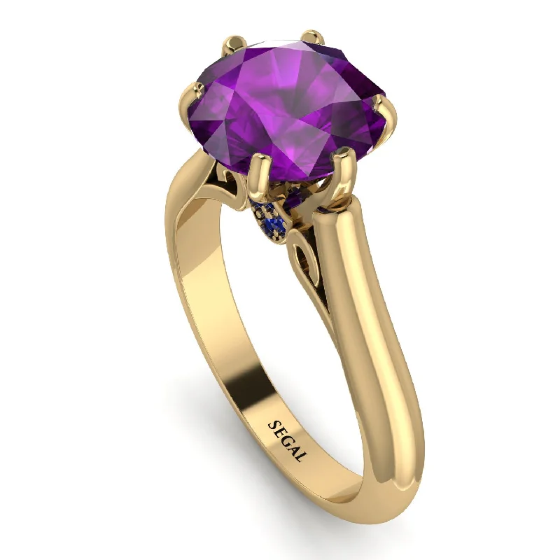 Silver Gemstone Rings-3ct Amethyst Engagement Ring - June No. 313