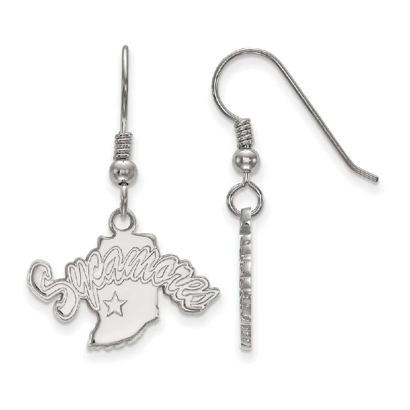 Unique Drop Earrings-Sterling Silver Indiana State University Small Dangle Earrings