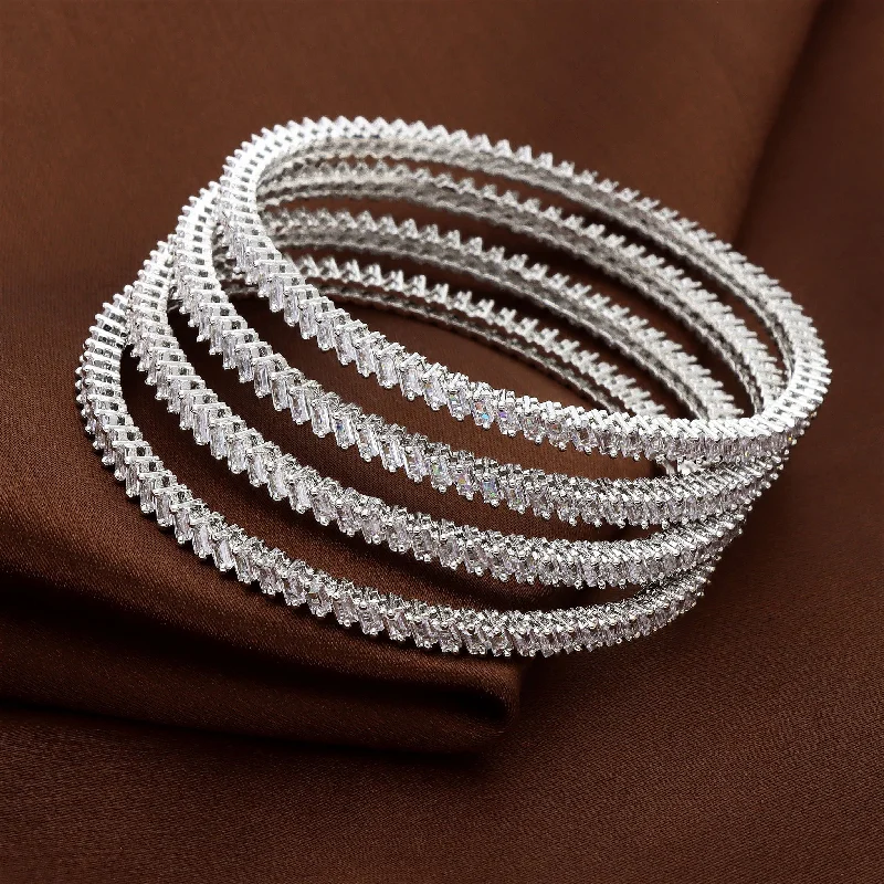 Silver and Gemstone Bangles-Zirconia Bangles ZBGL10170