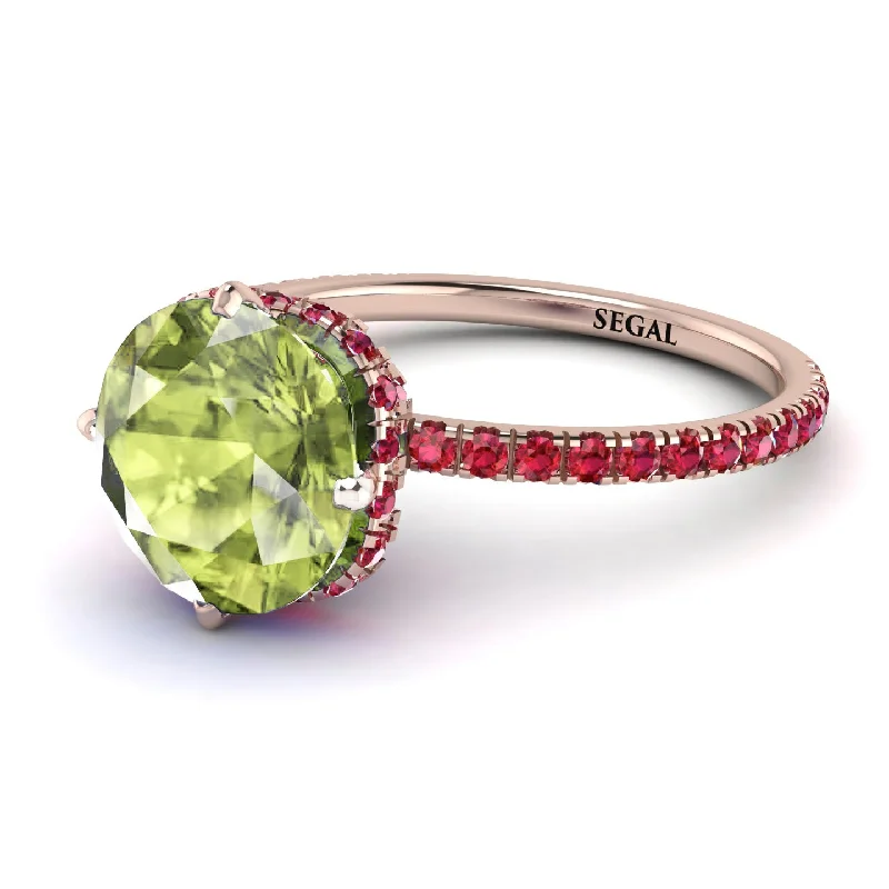 Custom Rings for Men-Double Hidden Halo Peridot Engagement Ring - Angelina No. 711