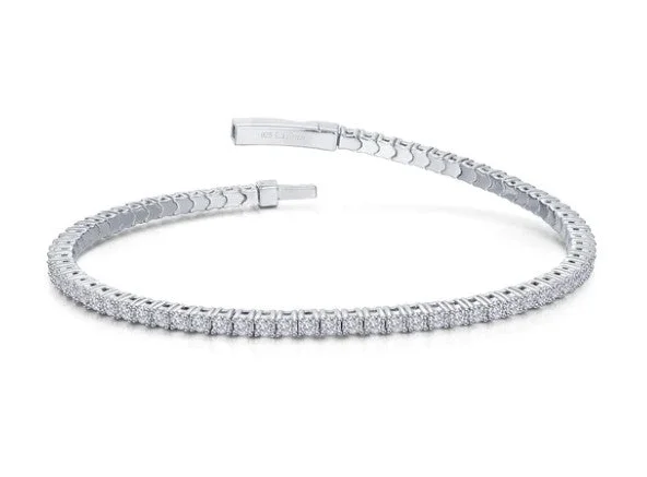 Elegant Gemstone Bracelets-Sterling Silver 2.85 CTW Flexible Simulated Diamond Tennis Bracelet by Lafonn