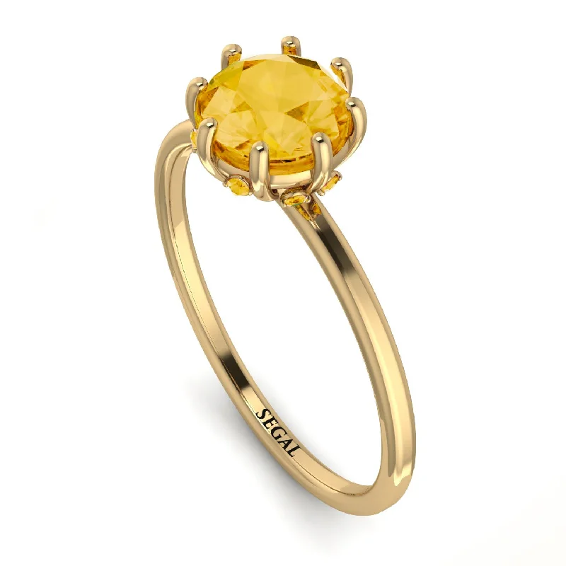 Affordable Wedding Rings-Classic Citrine Ring With Hidden Stones - Elliana No. 601