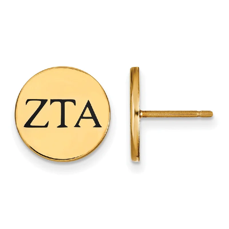 Unique Crystal Earrings-14K Plated Silver & Black Enamel Zeta Tau Alpha Post Earrings