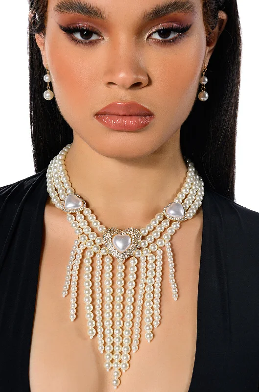 Unique Silver Necklaces-TOP NOTCH B LAYERED PEARL NECKLACE