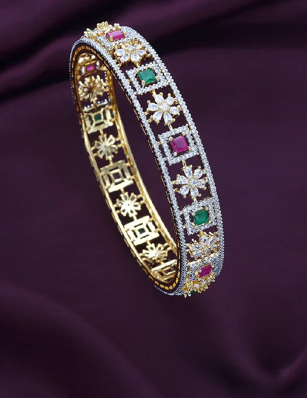 Handmade Gold Bangles-Designer Zircon GJ Polish Bangle ZBGL11082