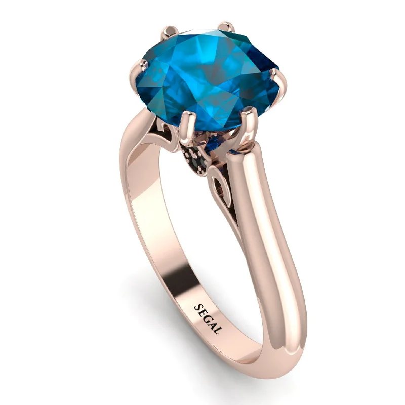 Custom Bridal Rings-3ct Blue Topaz Engagement Ring - June No. 508