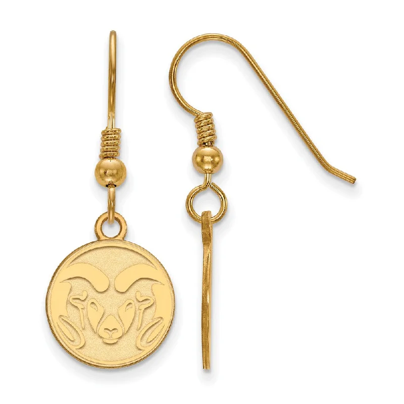 Simple Gold Earrings-14k Gold Plated Silver Colorado State University Dangle Earring