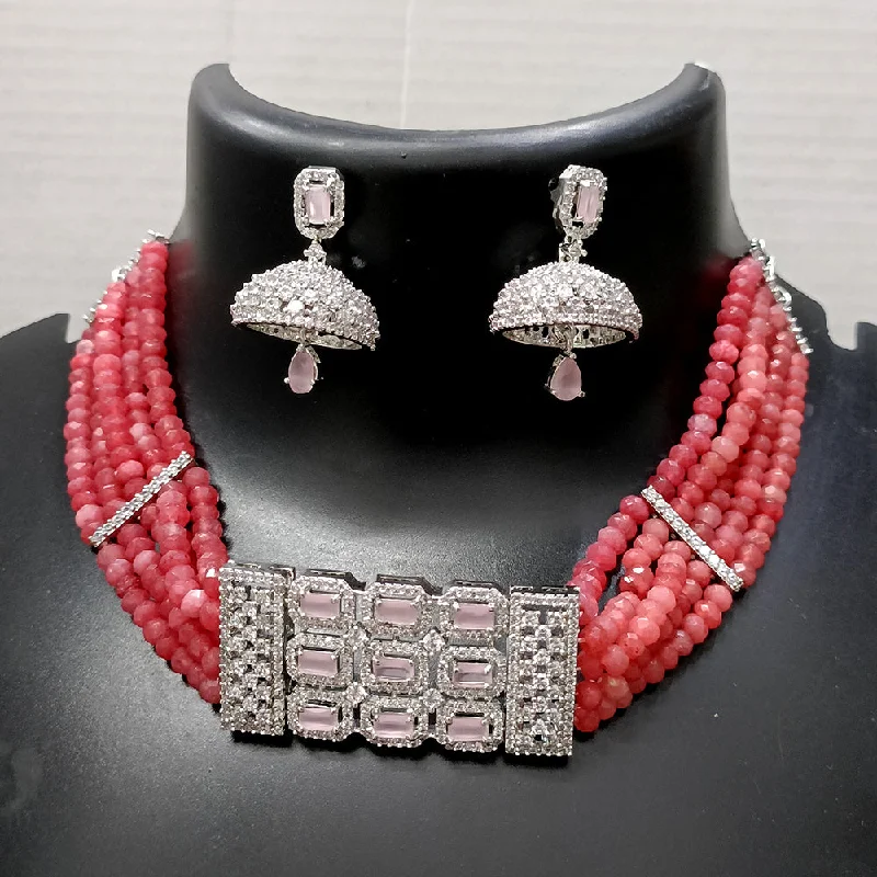 Colorful Necklace Pendants-Exotica Collection American Diamond Choker Necklace  Set