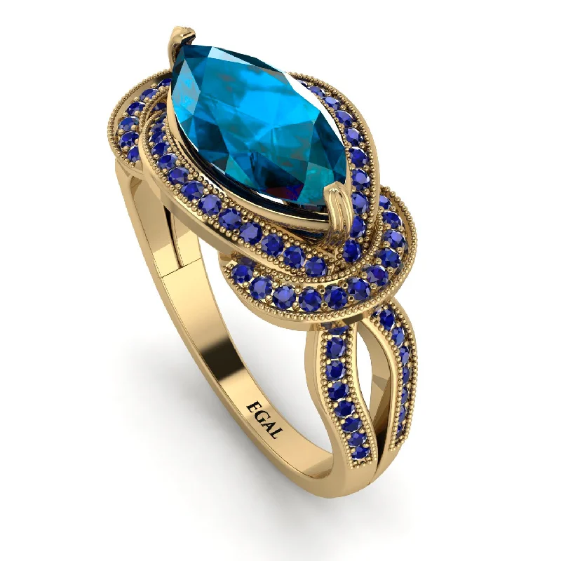 Women’s Engagement Rings-Milgrain Marquise Blue Topaz Engagement Ring - Marley No. 513