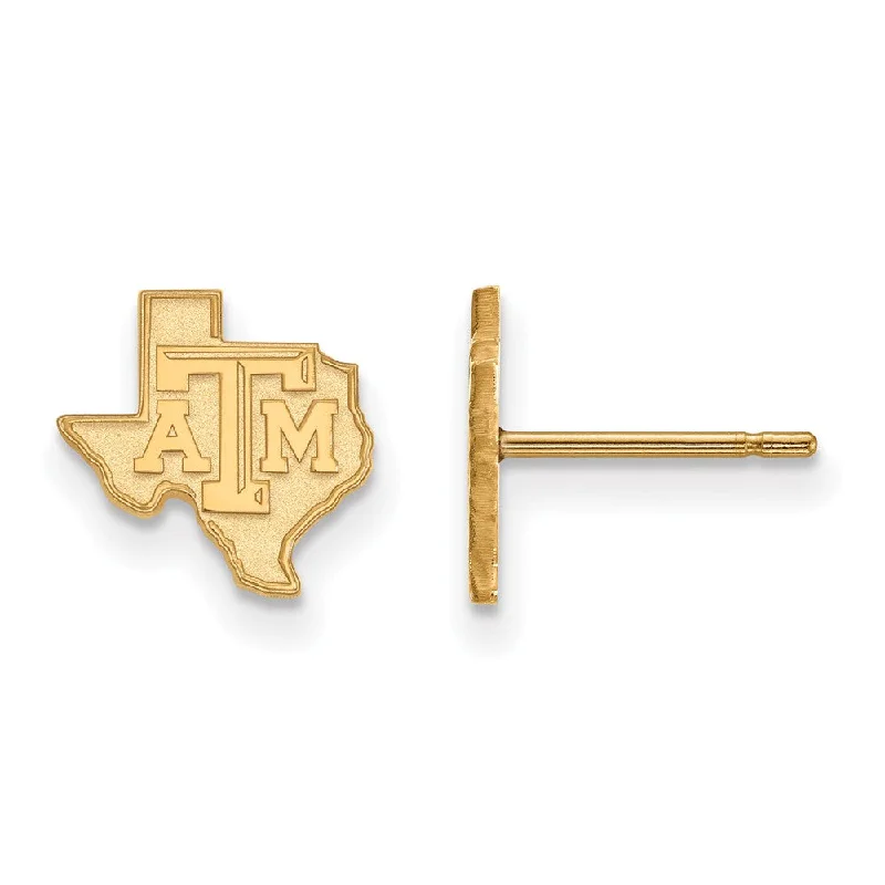 Custom Hoop Earrings-14k Yellow Gold Texas A&M University XS (Tiny) Logo Post Earrings