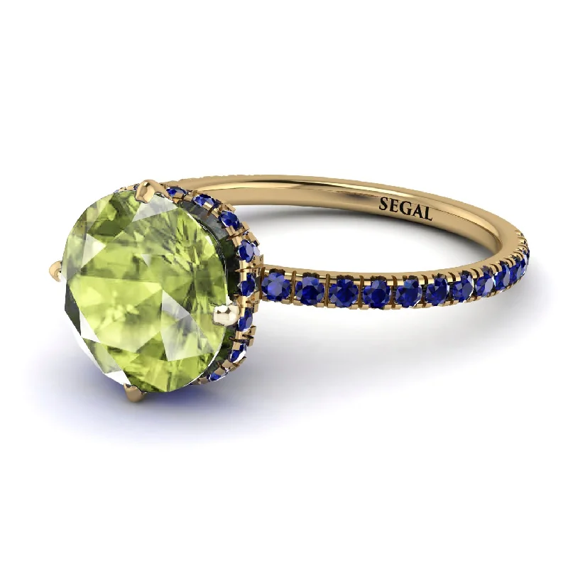 Sapphire Engagement Rings-Double Hidden Halo Peridot Engagement Ring - Angelina No. 713